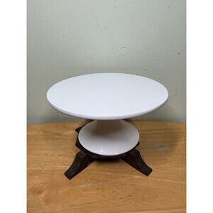 IQ Accessories Earthenware Round 9-in Wide Pedestal Cake Stand Farmhouse Minimal